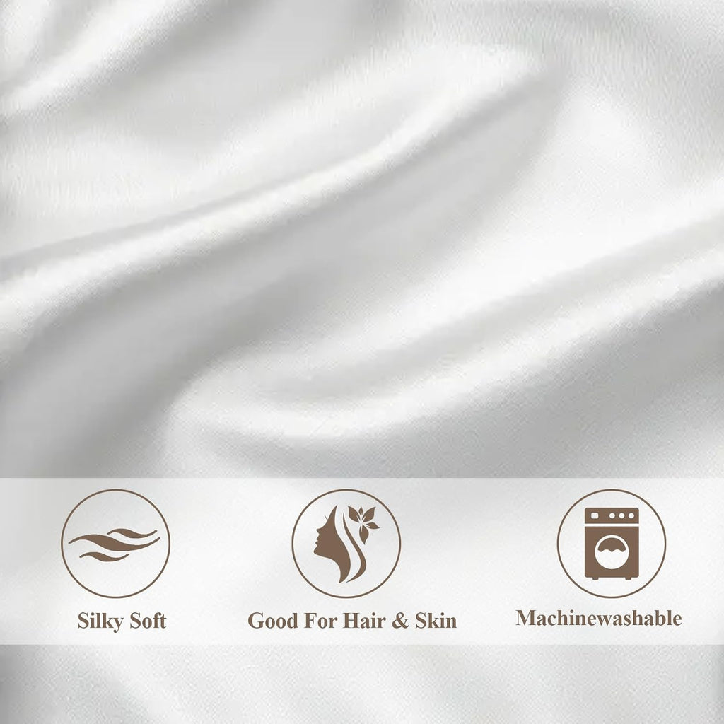 Vielit King Satin Pillowcase for Hair 2pc, Similar to Silk Pillow Cases, Easier comfort Than Silk Pillowcase Gifts for Women Men, Cream…