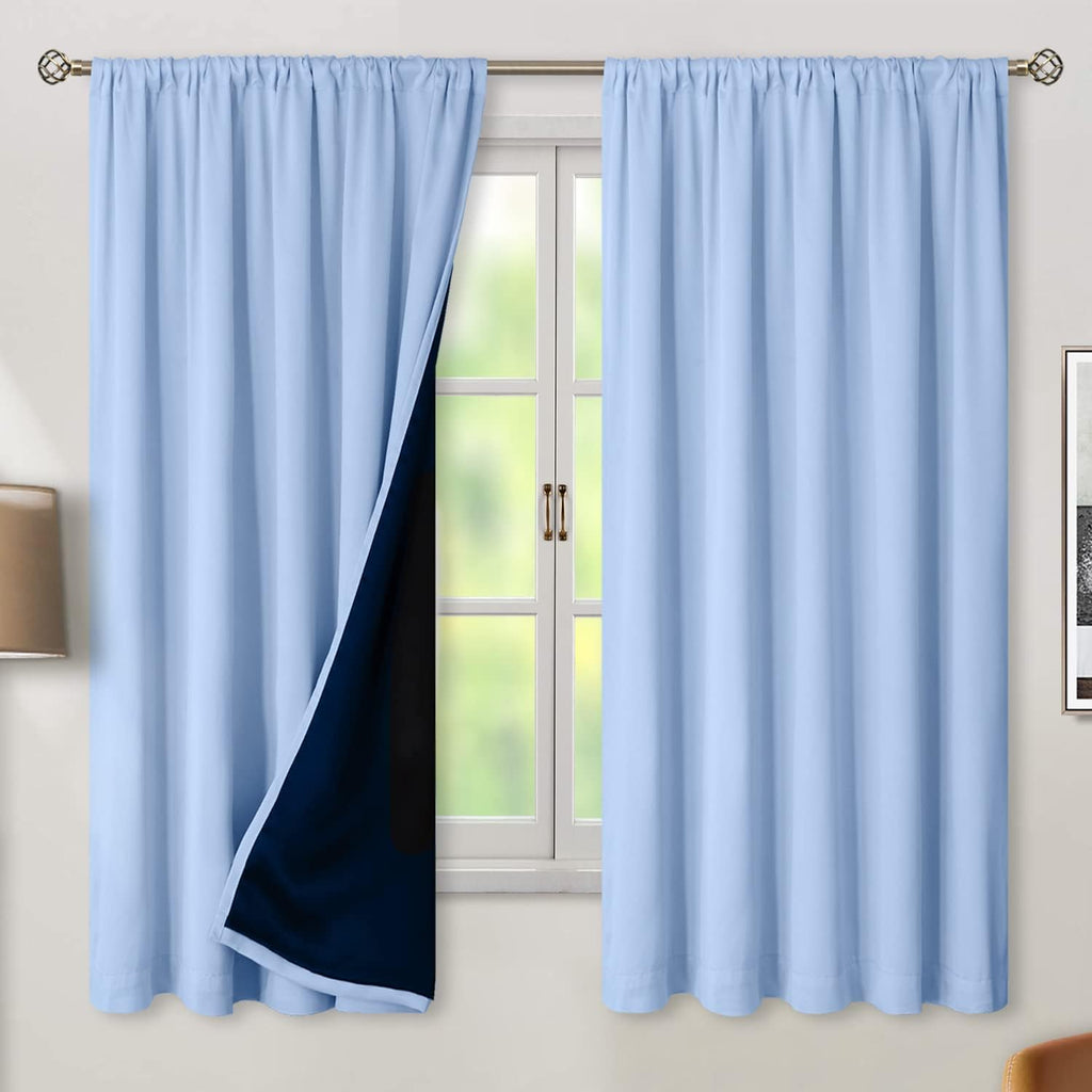 BGment Full Blackout Curtains with Thermal Insulation Liner Curtains 63 Inches Long, Rod Pocket and Back Tab Double Layer Room Darkening…