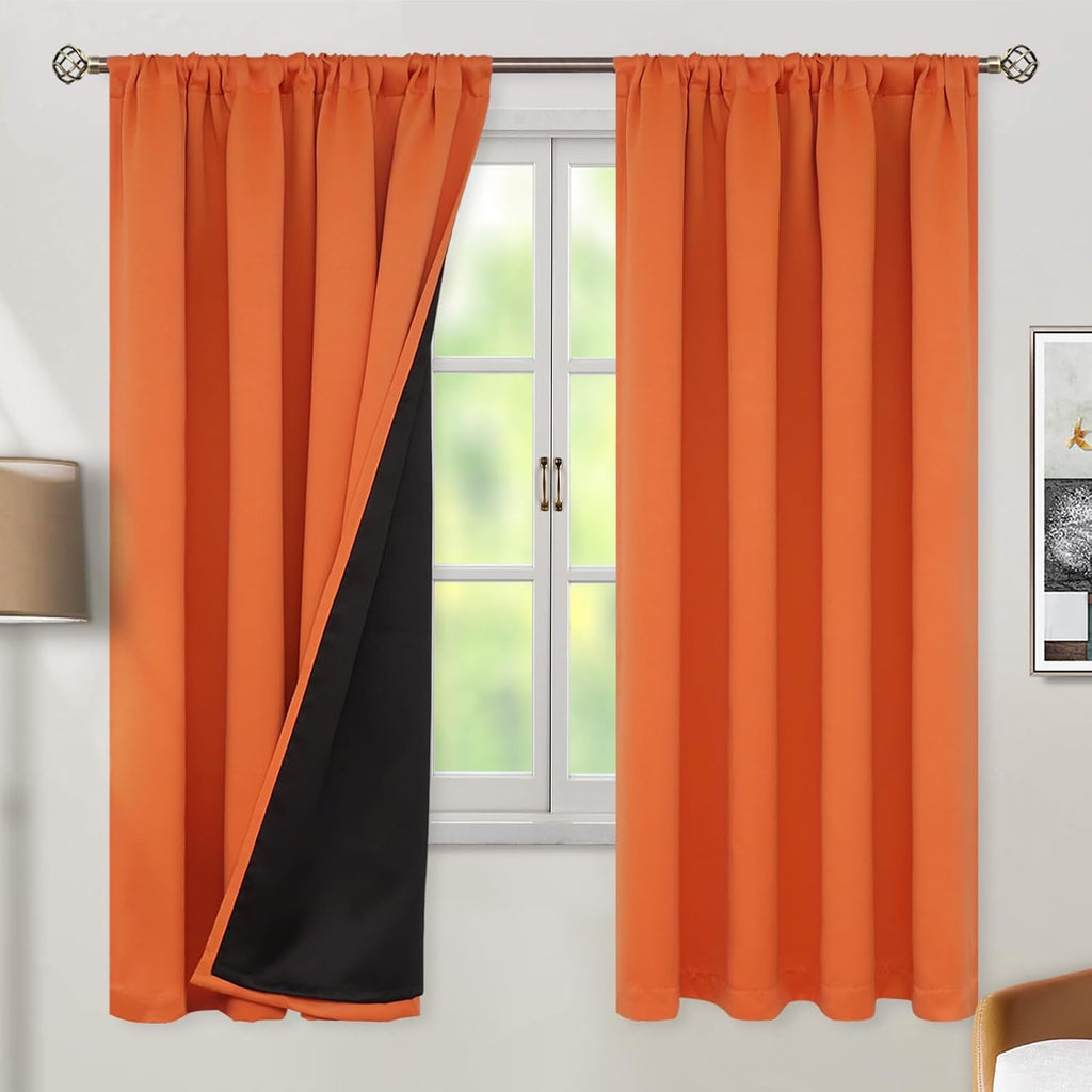 BGment Burnt Orange 100% Blackout Curtains for Bedroom, Fall Full Room Darkening Noise Reducing Living Room Curtains 72 Inch Length…