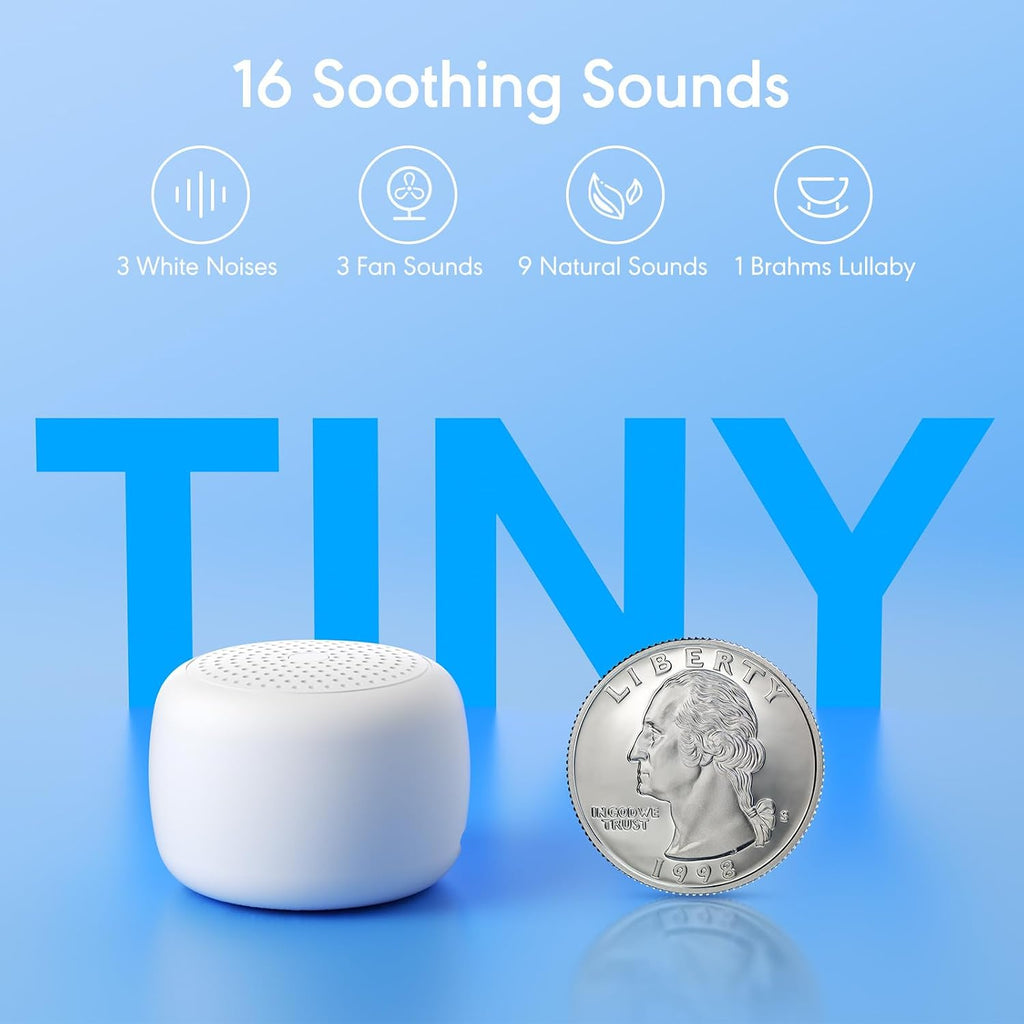 Portable Sound Machine for Baby Adults, Travel Sound Machine, Mini White Noise Machine,16 Non-looping Sounds &Timer, Memory Function, Sleep…