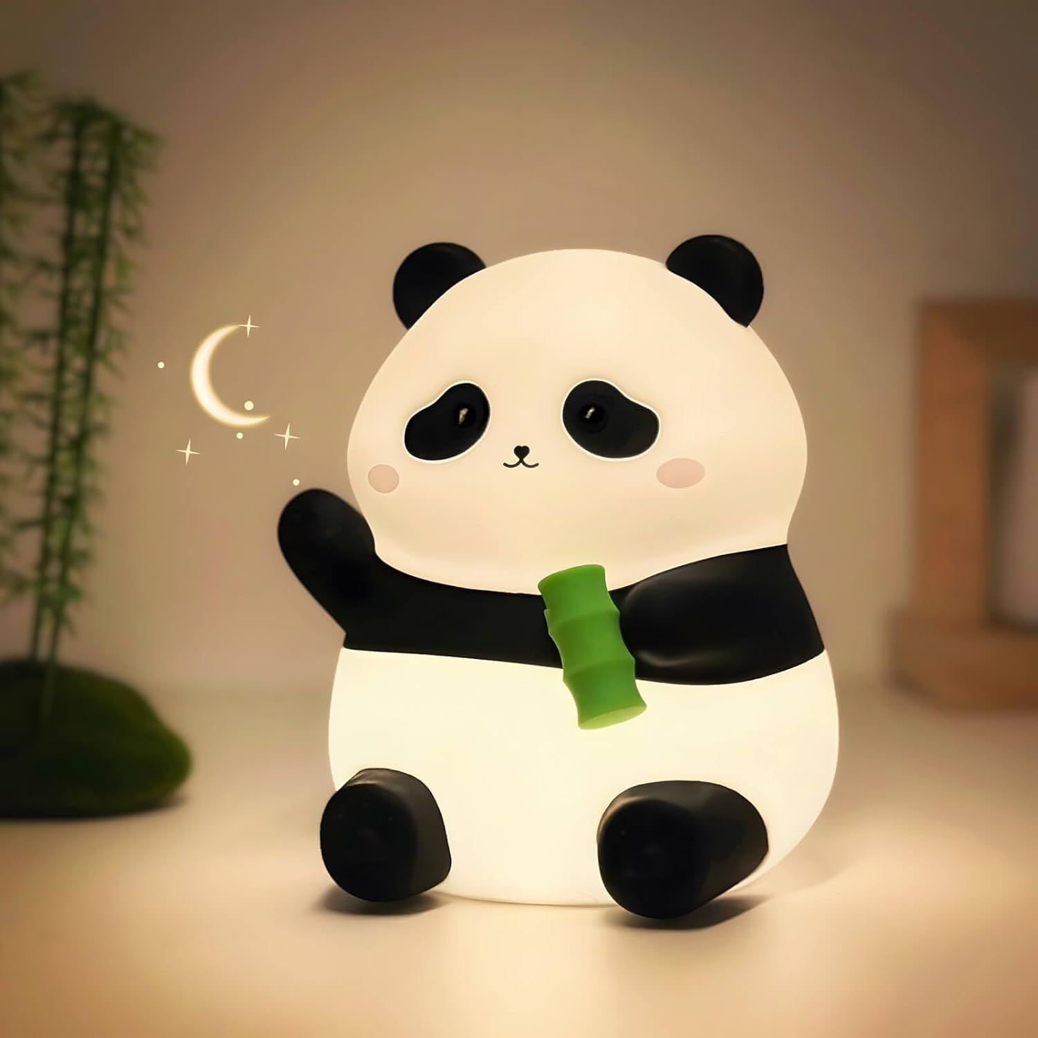 Daixinde Panda Night Light Squishy, 50Hrs Battery Kids Nightlight, Tap Control 2 Brightness, 30Min Auto-Off, Rechargeable Bedside Lamp for…