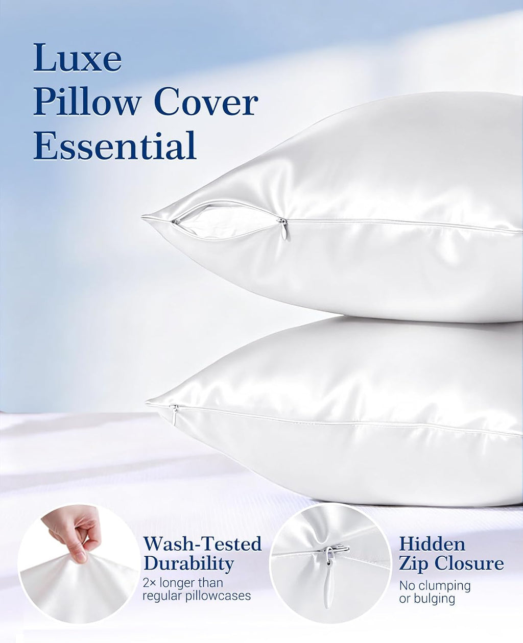 Elegear Cooling Pillow Cases Set of 2 for Hot Sleepers, Softer Than Silk Pillow Cases for Hair & Skin, Upgraded Arc-Chill Cooling Satin…