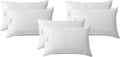 Martha Stewart Feather Down Pillow, Medium Soft, Queen | 100% Cotton | 500 Thread Count | Damask Stripe | Set of 2, Pack of 3