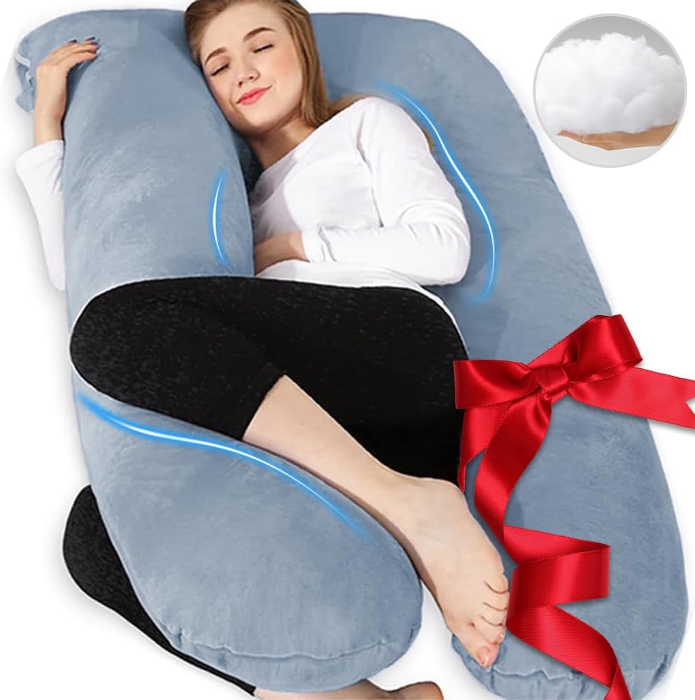 Chilling Home Pregnancy Pillows - U Shaped Maternity Pillow for Pregnant Women with Velvet Removable Cover - 55 inch Pregnancy Pillows…
