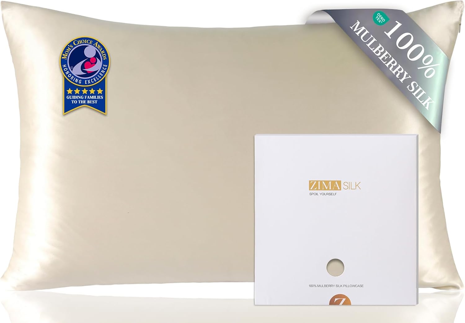 Zimasilk 100% Pure Mulberry Silk Pillowcase for Hair and Skin everyday comfort, Soft and Smooth, Both Sides Grade 6A Silk,600 Thread…