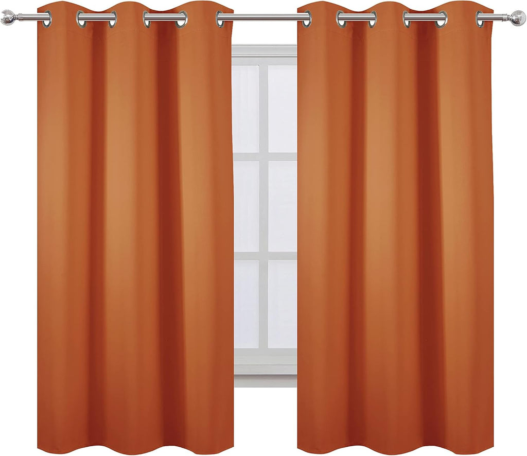 Lemomo Orange Blackout Curtains 42 x 63 Inch Length/Set of 2 Curtain Panels/Thermal Insulated Room Darkening Blackout Curtains for Bedroom…