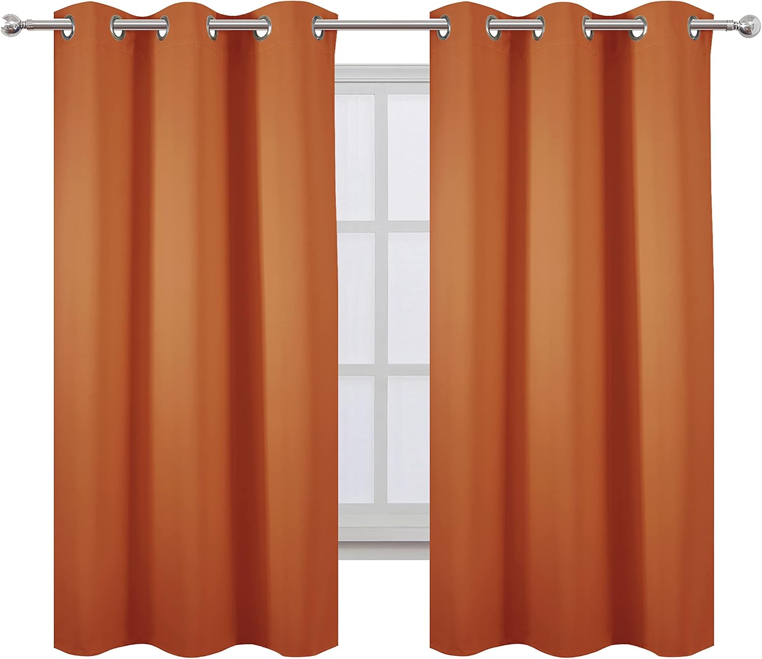 Lemomo Orange Blackout Curtains 42 x 63 Inch Length/Set of 2 Curtain Panels/Thermal Insulated Room Darkening Blackout Curtains for Bedroom…