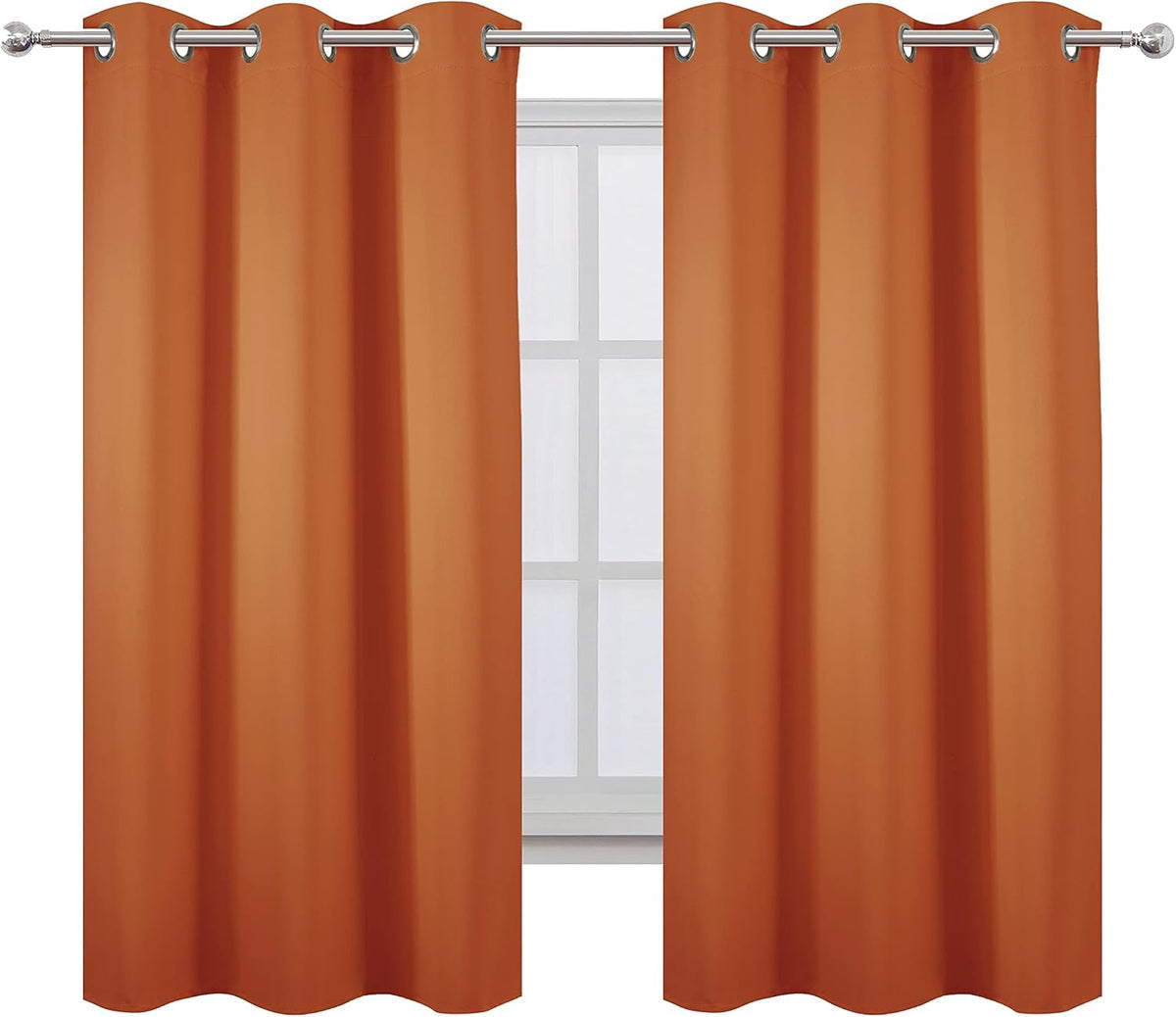 Lemomo Orange Blackout Curtains 38 x 63 Inch Length/Set of 2 Curtain Panels/Thermal Insulated Room Darkening Blackout Curtains for Bedroom…