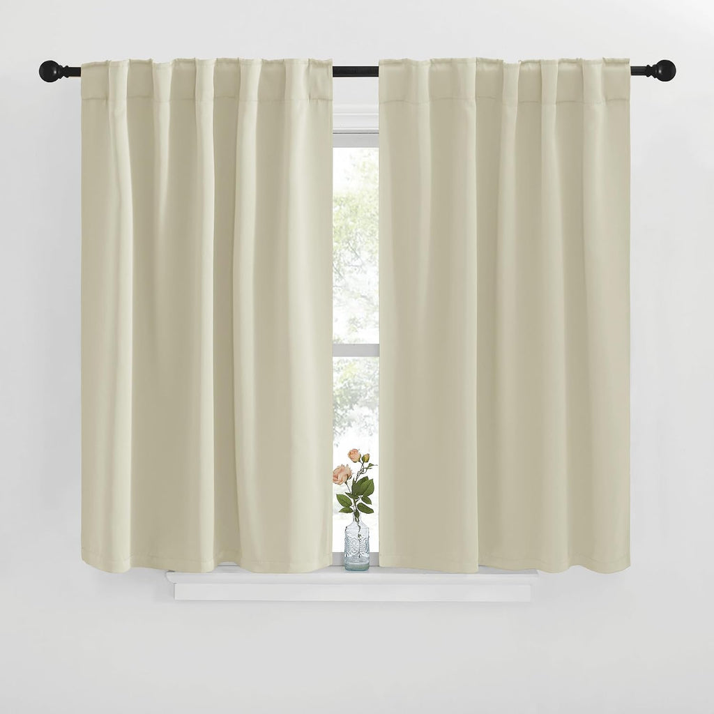 NICETOWN Blackout Window Curtains for Living Room - (Beige Color) 42x40 Inch, 2 Panels Set, Thermal Insulated Room Darkening Blackout…