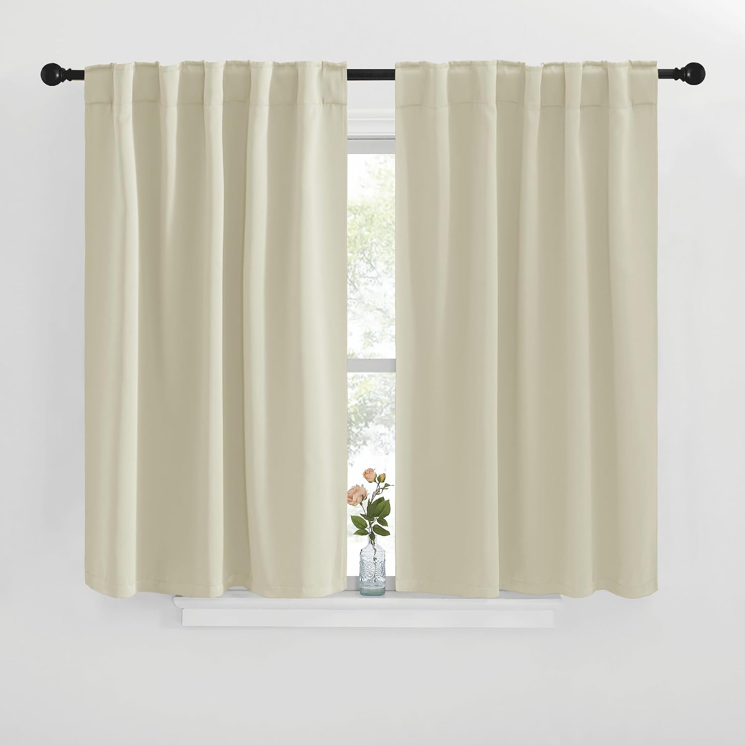 NICETOWN Blackout Window Curtains for Living Room - (Beige Color) 42x40 Inch, 2 Panels Set, Thermal Insulated Room Darkening Blackout…