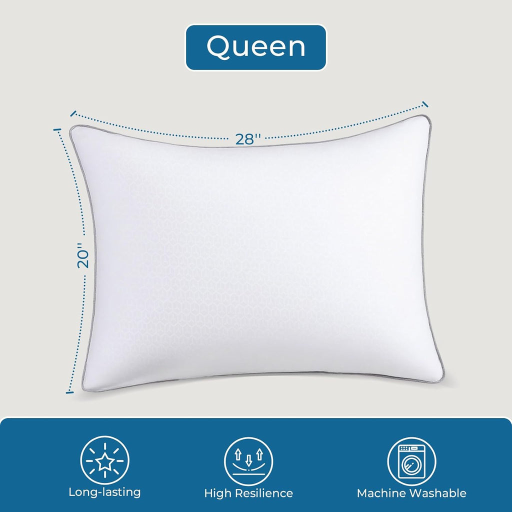 Sasttie Firm Pillows Queen Size Set of 6, Bed Pillows for Side, Back, and Stomach Sleepers - Oeko-Tex Certified Down Alternative Plump Fill…