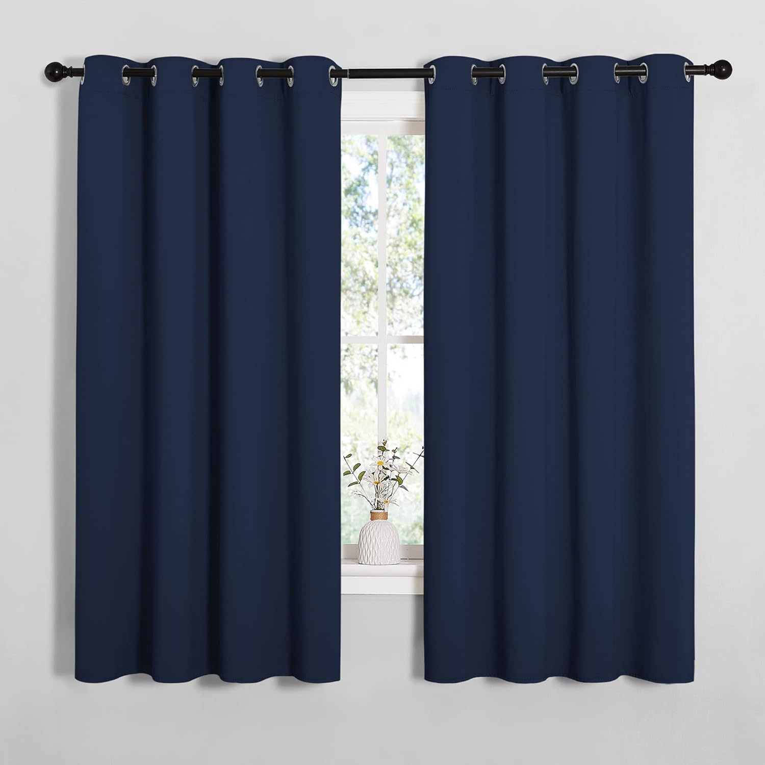 NICETOWN Blackout Draperies Curtains, All Season Thermal Insulated Solid Grommet Top Blackout Curtains/Drapes for Kid's Room (Navy, 1…