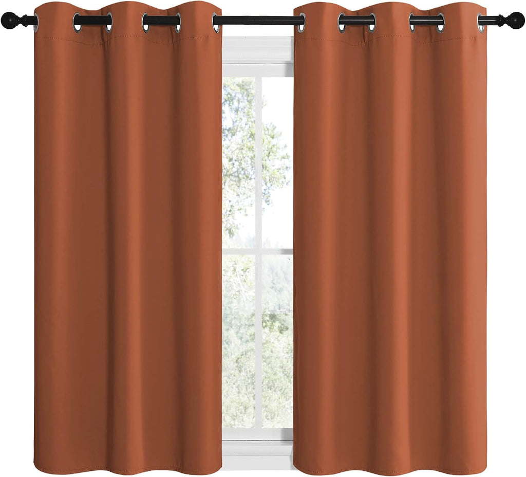 NICETOWN Bedroom Halloween Curtains 48 inches Long, Burnt Orange Privacy and Thermal Insulated Blackout Drapes for Windows (1 Pair, 42…
