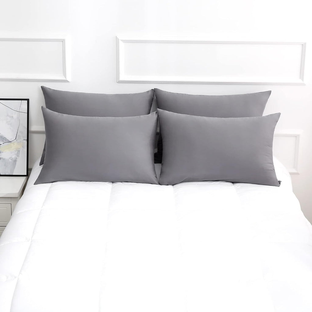 BestSeason Cotton Pillow Protectors/Cases Standard Size with Zipper 2 Pack Grey Color, Cooling & Breathable Bed Pillow Protectors Set of 2 P…