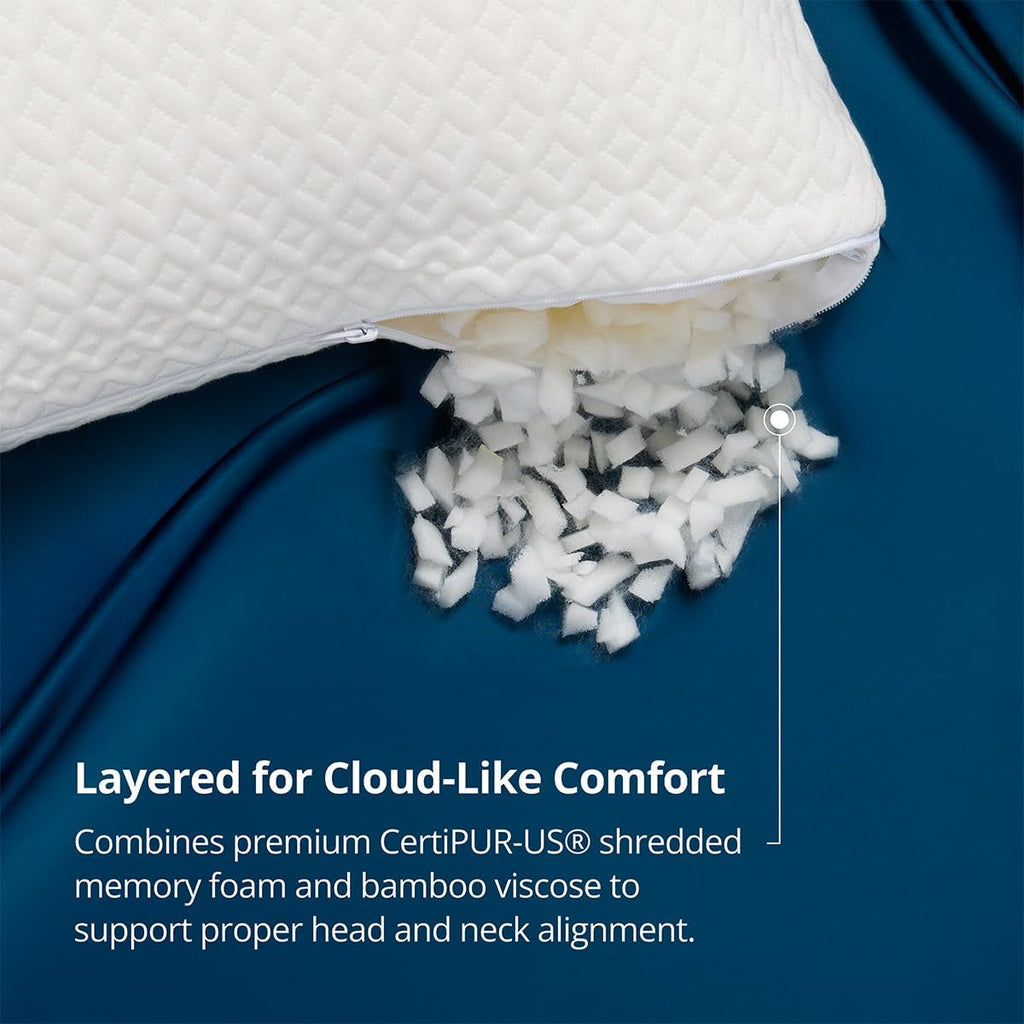 CosyHouseCollection Cosy House Collection Luxury Rayon Derived from Bamboo Shredded Memory Foam Pillow - Adjustable & Removable Fill - Cool…