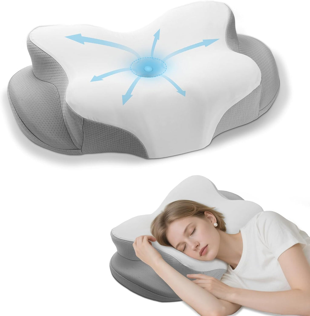 Qichida Cervical Neck Pillow - Cooling Pillow for Neck, Side Sleeper Pillow, Ergonomic Neck Pillow, Contour Orthopedic Memory Foam…