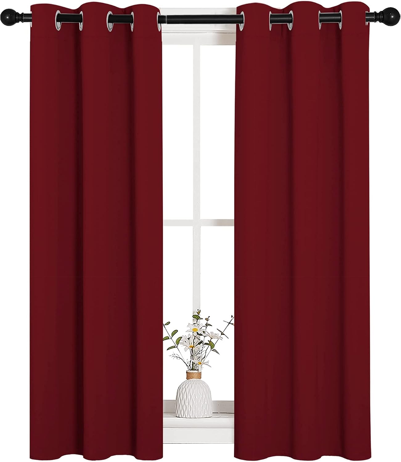 NICETOWN Christmas Burgundy Window Curtains Blackout Drapes, Thermal Insulated Solid Grommet Blackout Curtains/Draperies for Living Room…
