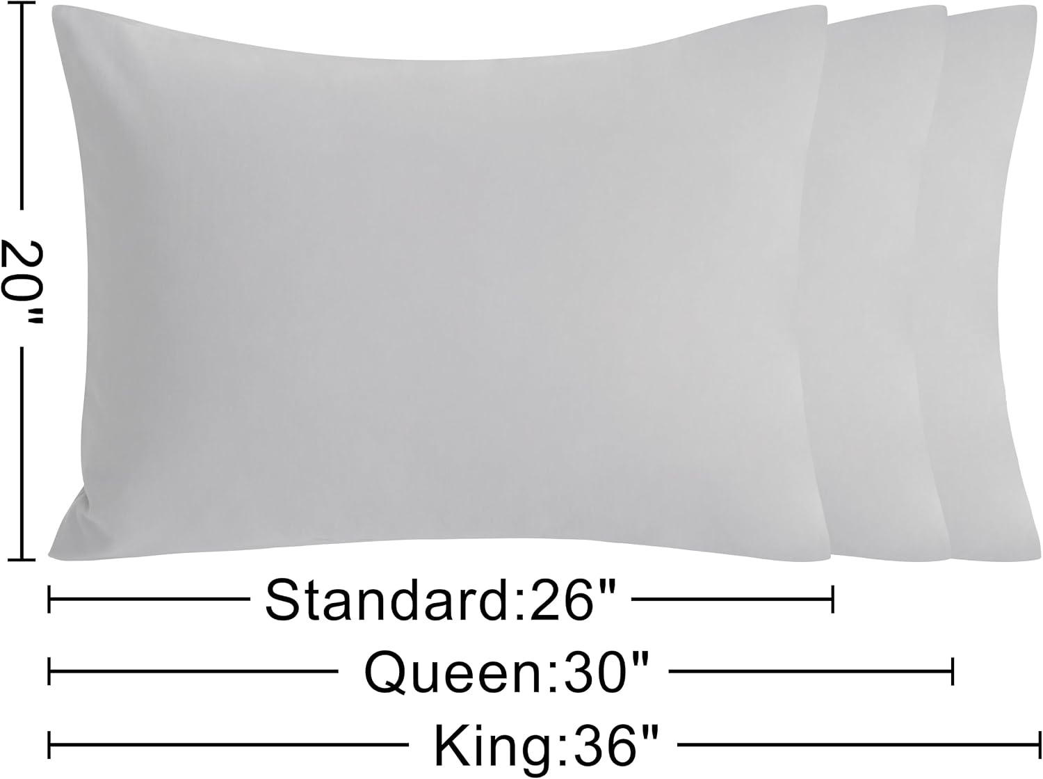 Ntbay Standard Cotton Pillowcases - Envelope Closure 20x26 Pillowcases Set of 2, Breathable and Soft Bed Pillow Cases, Light Grey Cotton Gr…