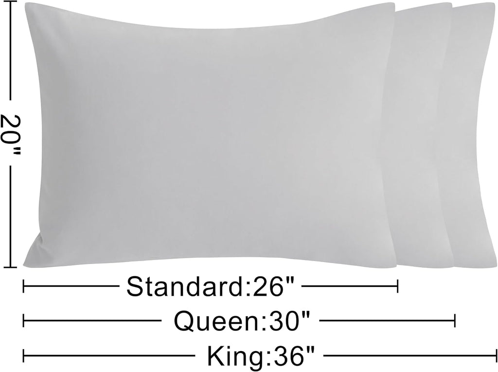 Ntbay Queen Cotton Pillowcases - Envelope Closure 20x30 Pillowcases Set of 2, Breathable and Soft Bed Pillow Cases, Light Grey Cotton Grey