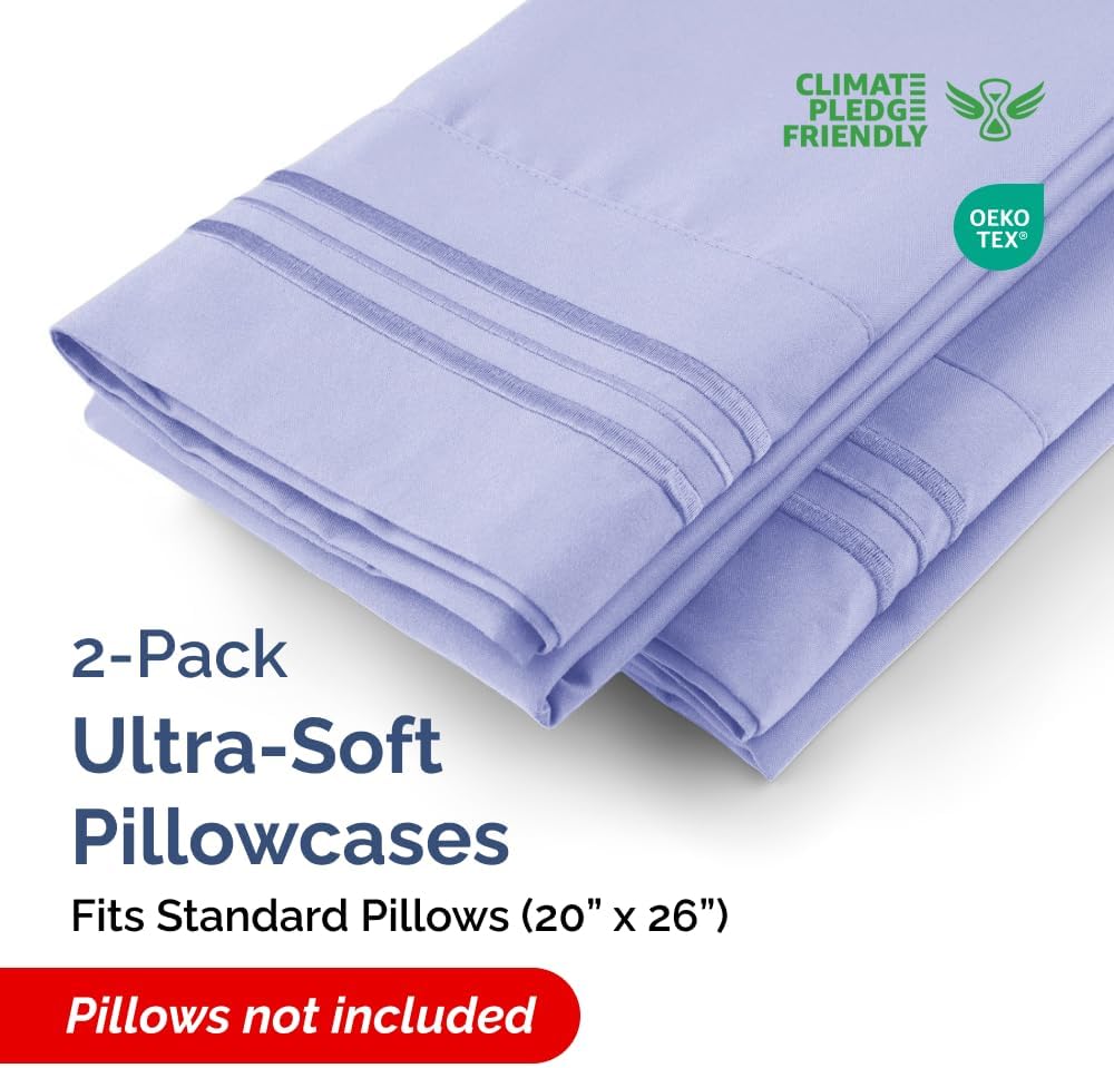 Standard Pillow Cases Set of 2 - Ultra-Soft Hotel Quality Pillowcase Covers - Comfy & Wrinkle Free - Stain and Fade Resistant - Machine…