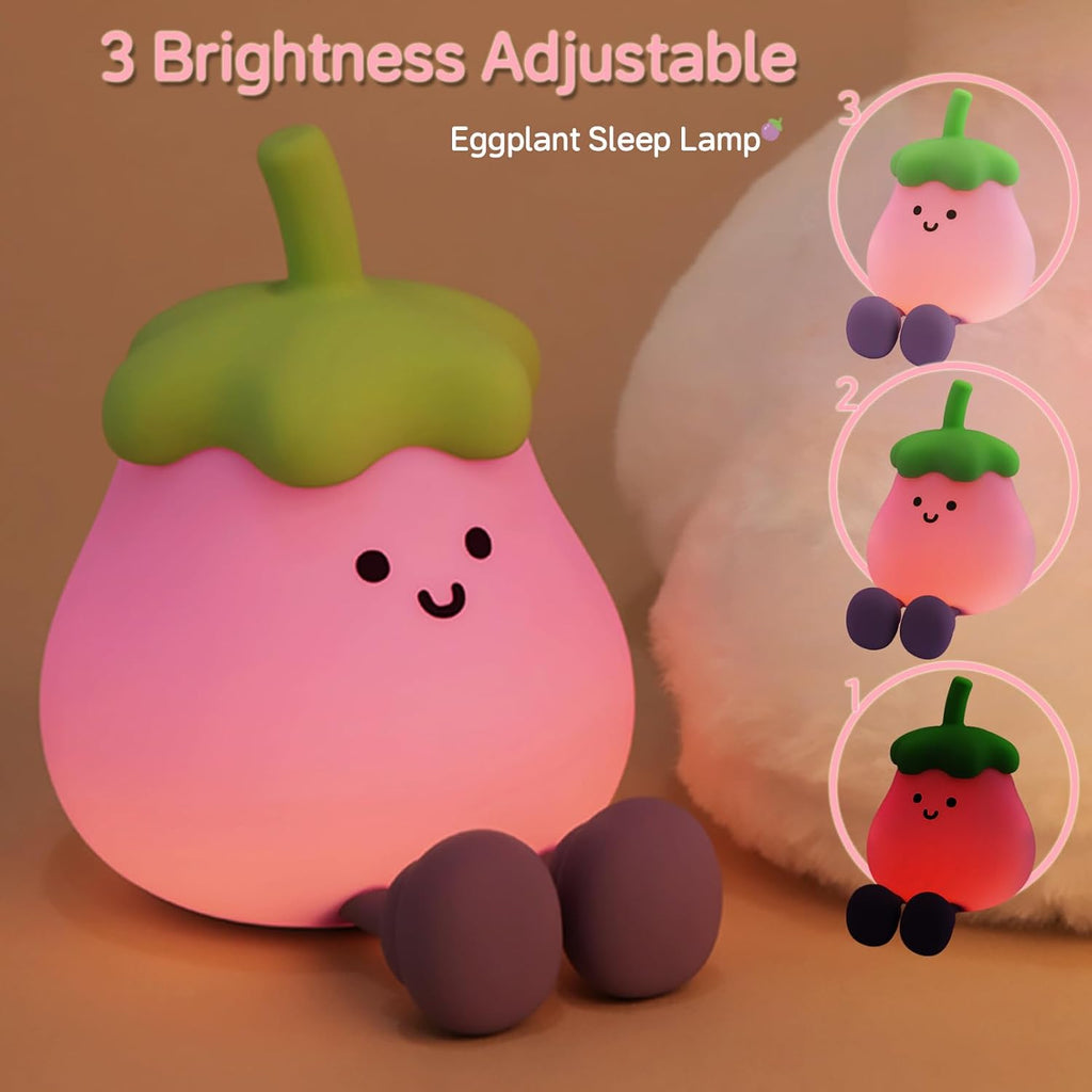 Eggplant Night Light for Kids, Cute Eggplant Sleep Lamp Squishy Silicone Kids Nightlight USB Rechargeable Portable Bedroom Night Lamp…