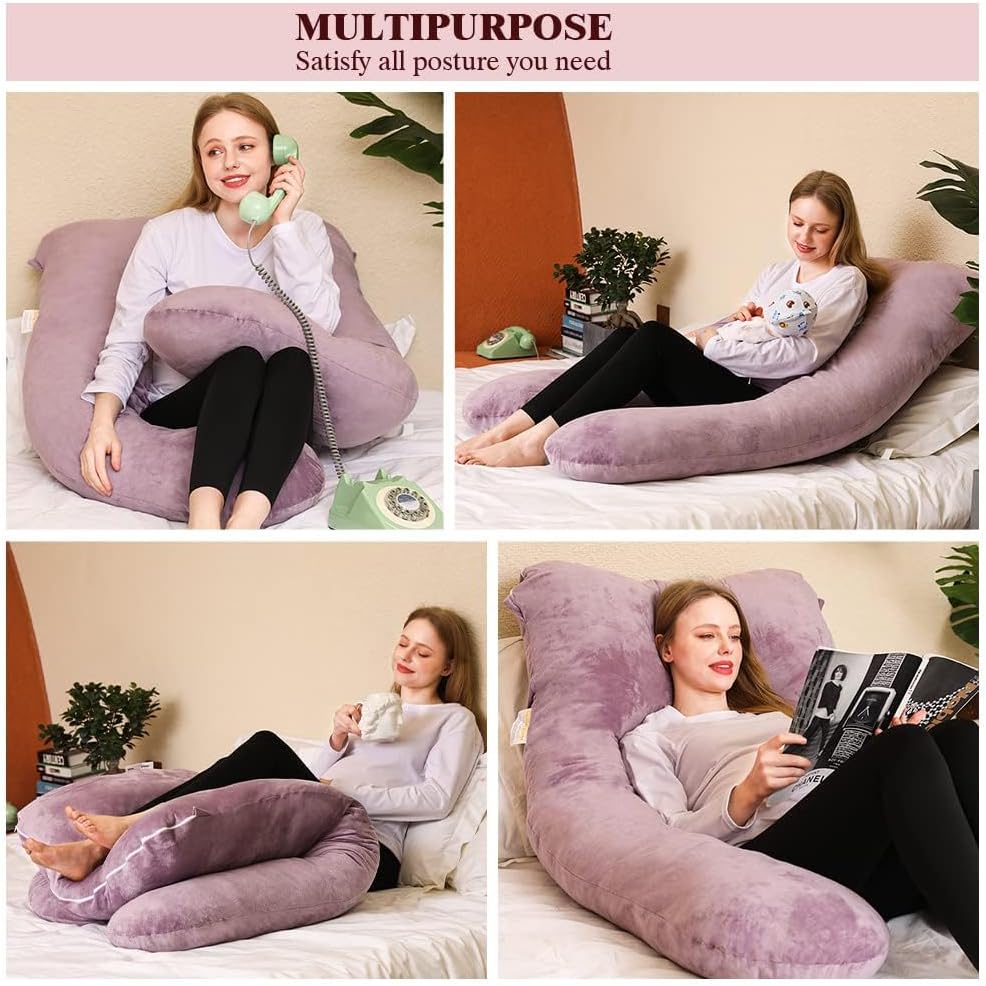 Chilling Home Pregnancy Pillow, U Shape Pregnancy Pillows for Sleeping, 55in Body Pillow for Sleeping, Body Pillows for Adults, Maternity…
