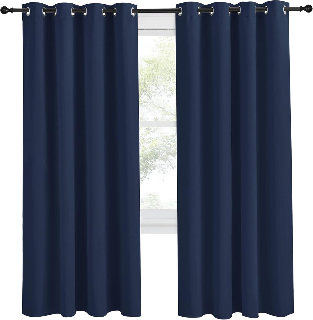 NICETOWN Blackout Curtain Panel, Navy Blue, 55 inches Wide by 78 inches Long, 1 PC, Light Blocking Room Darkening Drape/Drapery for…