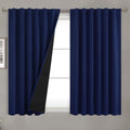 BGment Navy Blue 100% Blackout Curtains 45 Inches Long with Black Liner, Rod Pocket and Back Tab Double Layer Full Room Darkening Thermal…