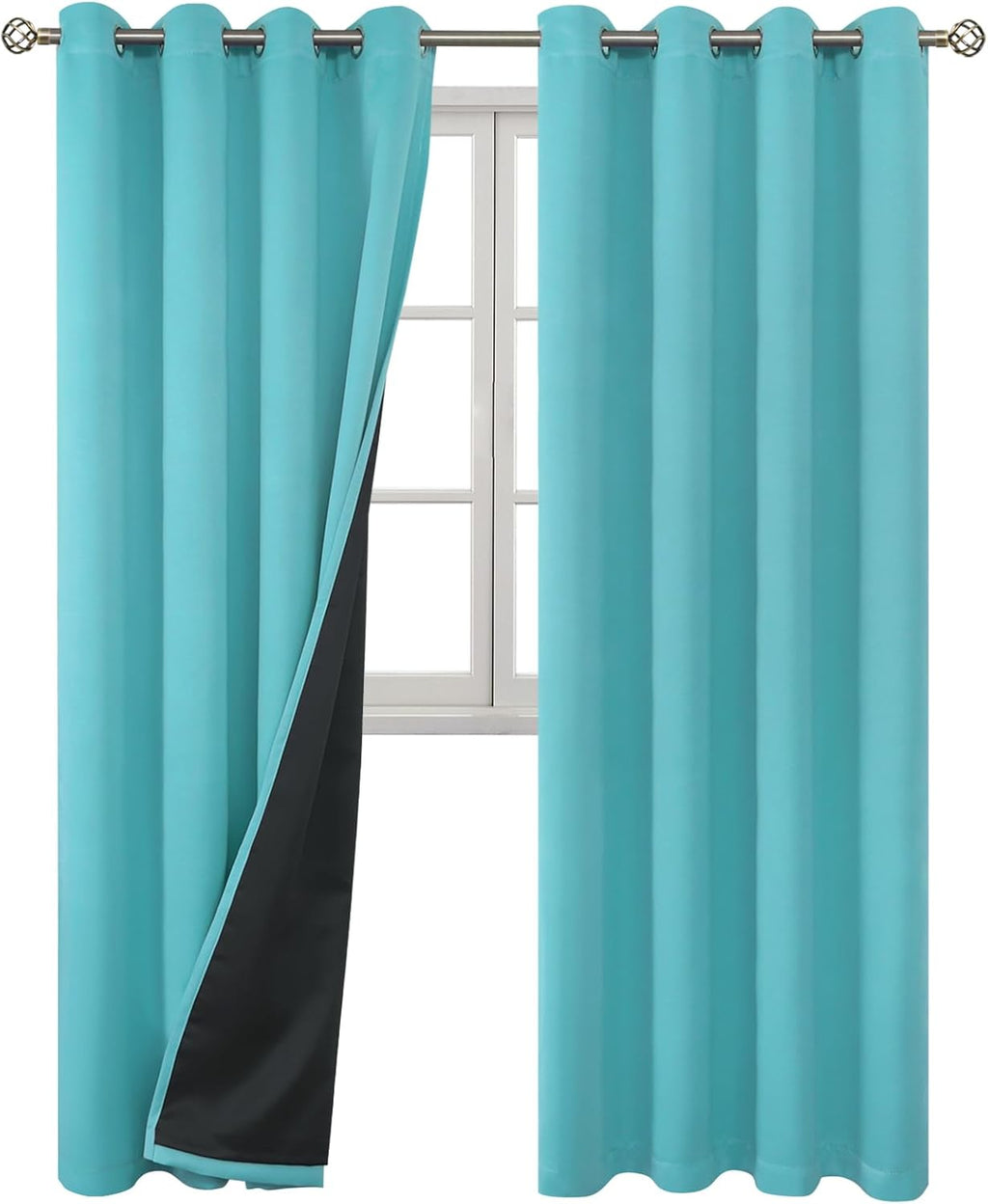 BGment Aqua Blackout Curtains 95 Inches Long 2 Panels Set for Living Room, Thermal Insulated 100% Light Blocking Curtains & Drapes, Grommet…