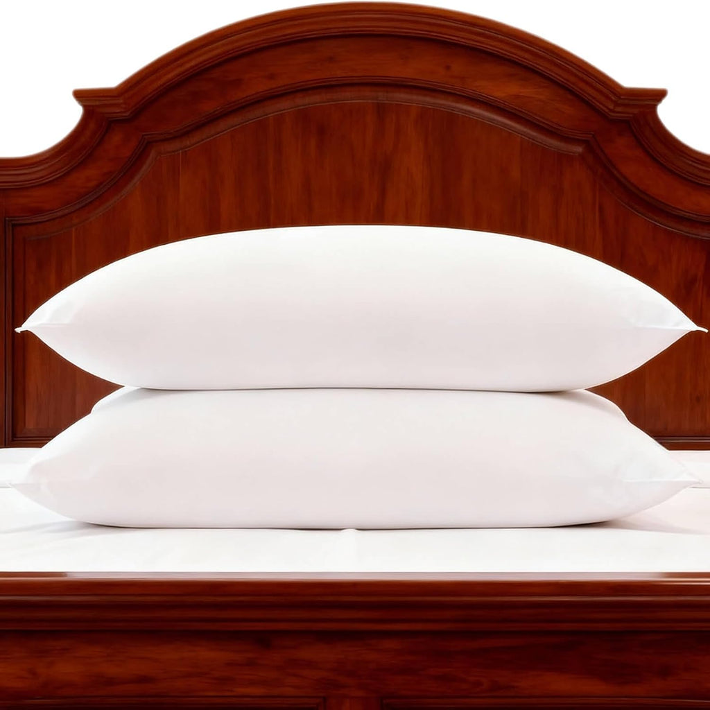 Bed Pillows Standard Size Set of 2 Medium Support Pillow for Stomach Side Back Sleeper Basic Soft Down Alternative White 20x26 inches
