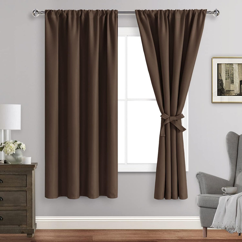 Jiuzhen Blackout Curtains for Bedroom– Thermal Insulated, Noise Reducing Room Darkening Rod Pocket Curtains for Living Room, Set of 2 Panels…