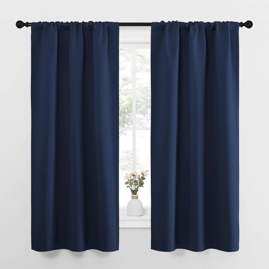 NICETOWN Bedroom Curtains Blackout Draperies, Home Decorations Thermal Insulated Solid Pole Top Blackout Drapes for Living Room (Navy, 1…