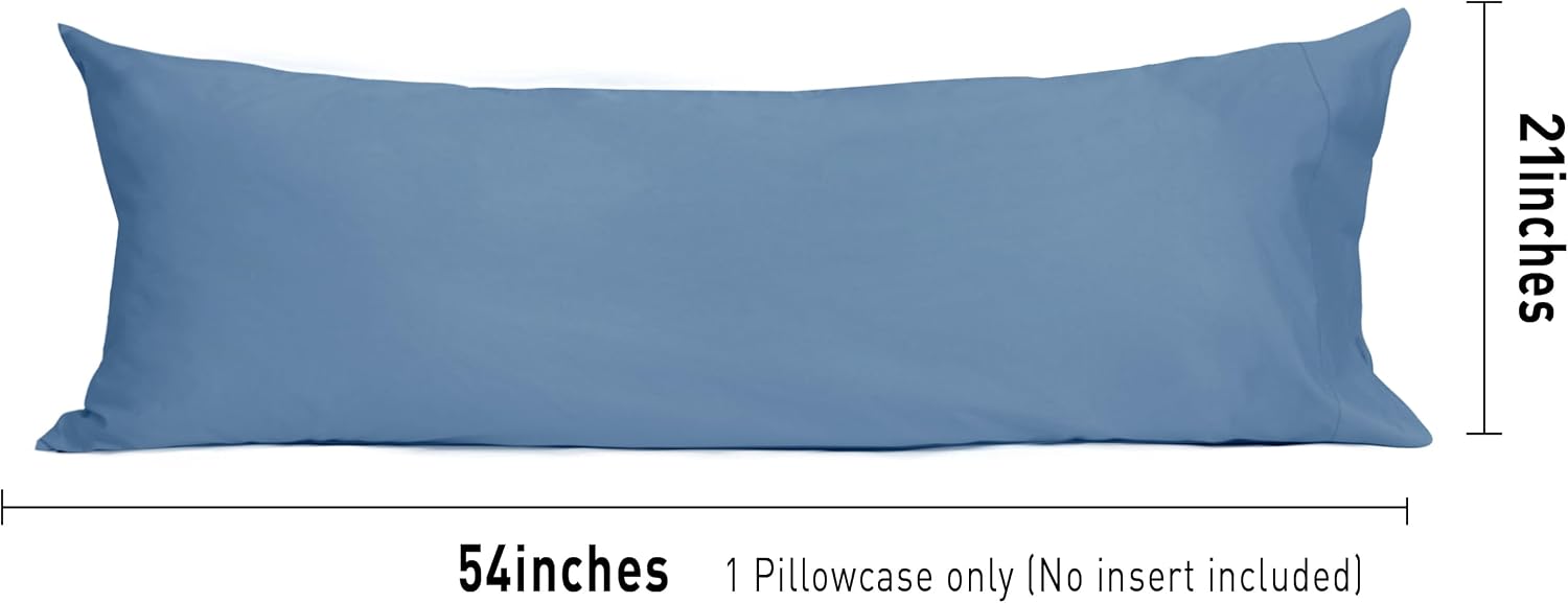 Sunflower Body Pillowcase 100% Cotton Long Pillow Cover/Case Envelope Closure 1 Pack, 20×54 inches Copen Blue, Soft and Breathable