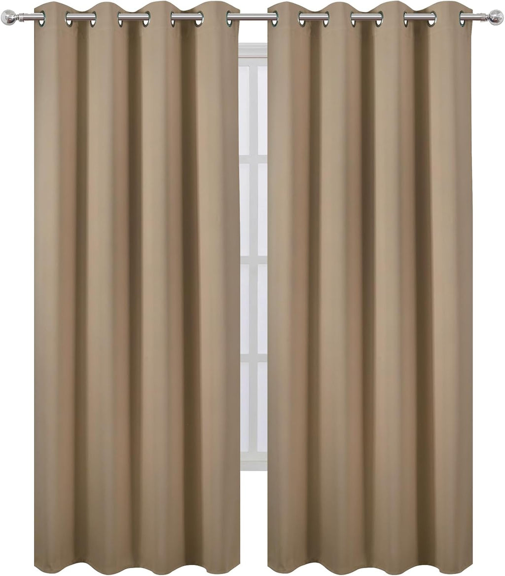 Lemomo Blackout Curtains 52 x 90 inches Long Natural Curtains Set of 2 Panels Thermal Insulated Room Darkening Curtains for Bedroom 90 inch…