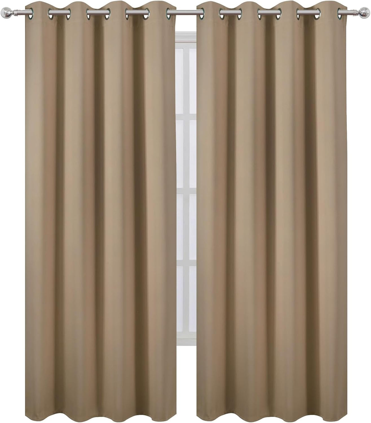 Lemomo Blackout Curtains 66 x 84 inch/Natural Curtains Set of 2 Panels/Thermal Insulated Room Darkening Bedroom Curtains 84 inch silver