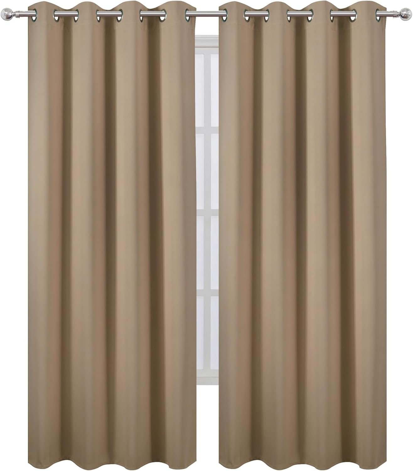 Lemomo Natural Thermal Blackout Curtains/52 x 95 Inch/Set of 2 Panels Room Darkening Curtains for Bedroom 95 Inch silver