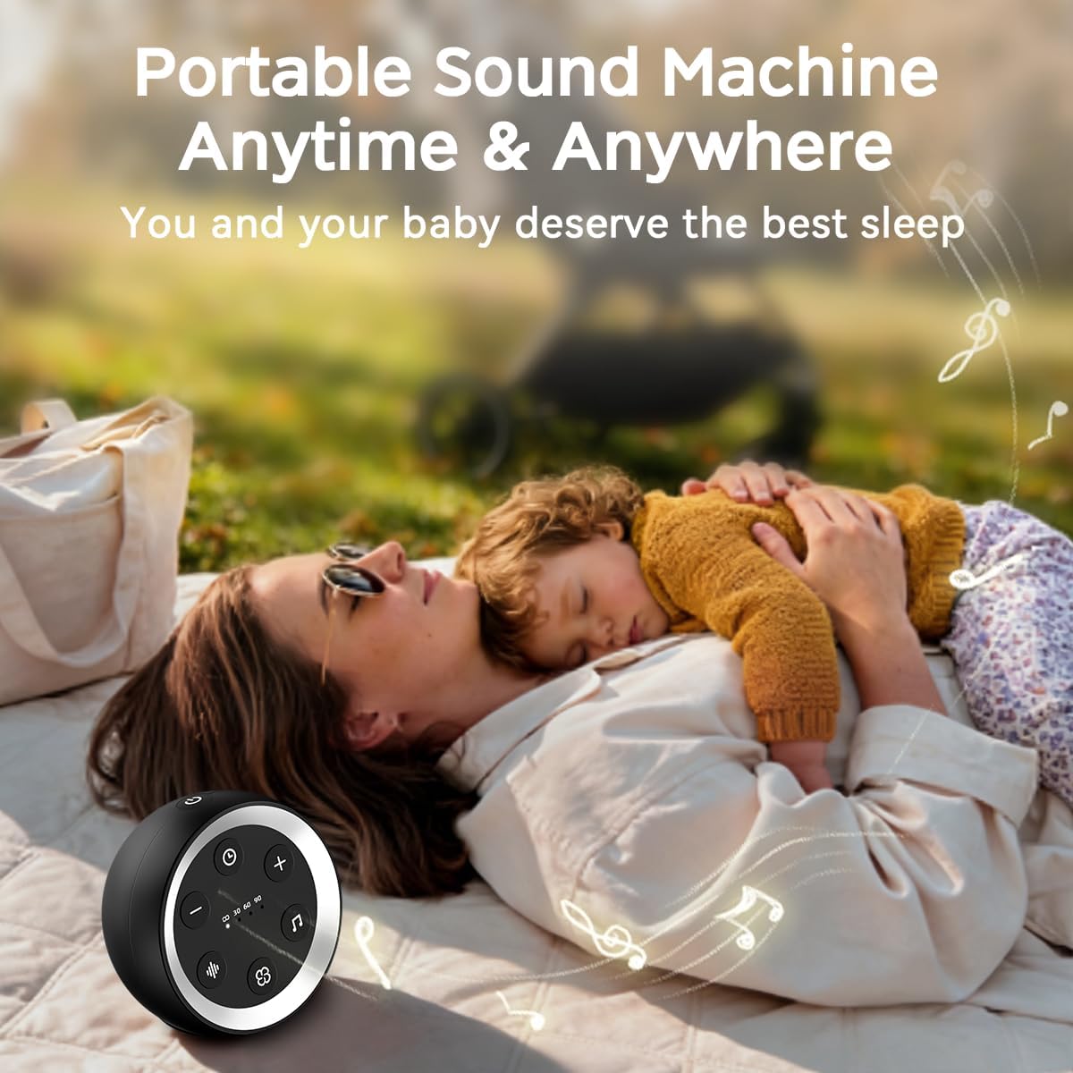 Small Sound Machine Battery Mini White Noise Machine for Baby Kids Adult with 32 Relaxing Sounds 32 Volume Levels Sleep Brown Noise…