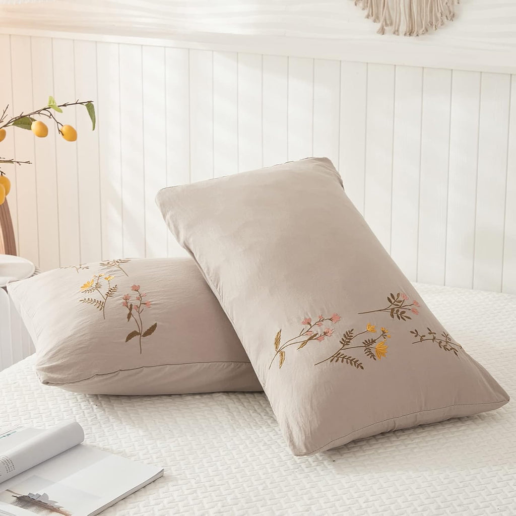Moveover Taupe Body Pillow Cover Flower Pillow Covers 20x54 Body Pillow Cover Soft Washed Microfiber Long Pillow Cases Girls Women Pink Yel…
