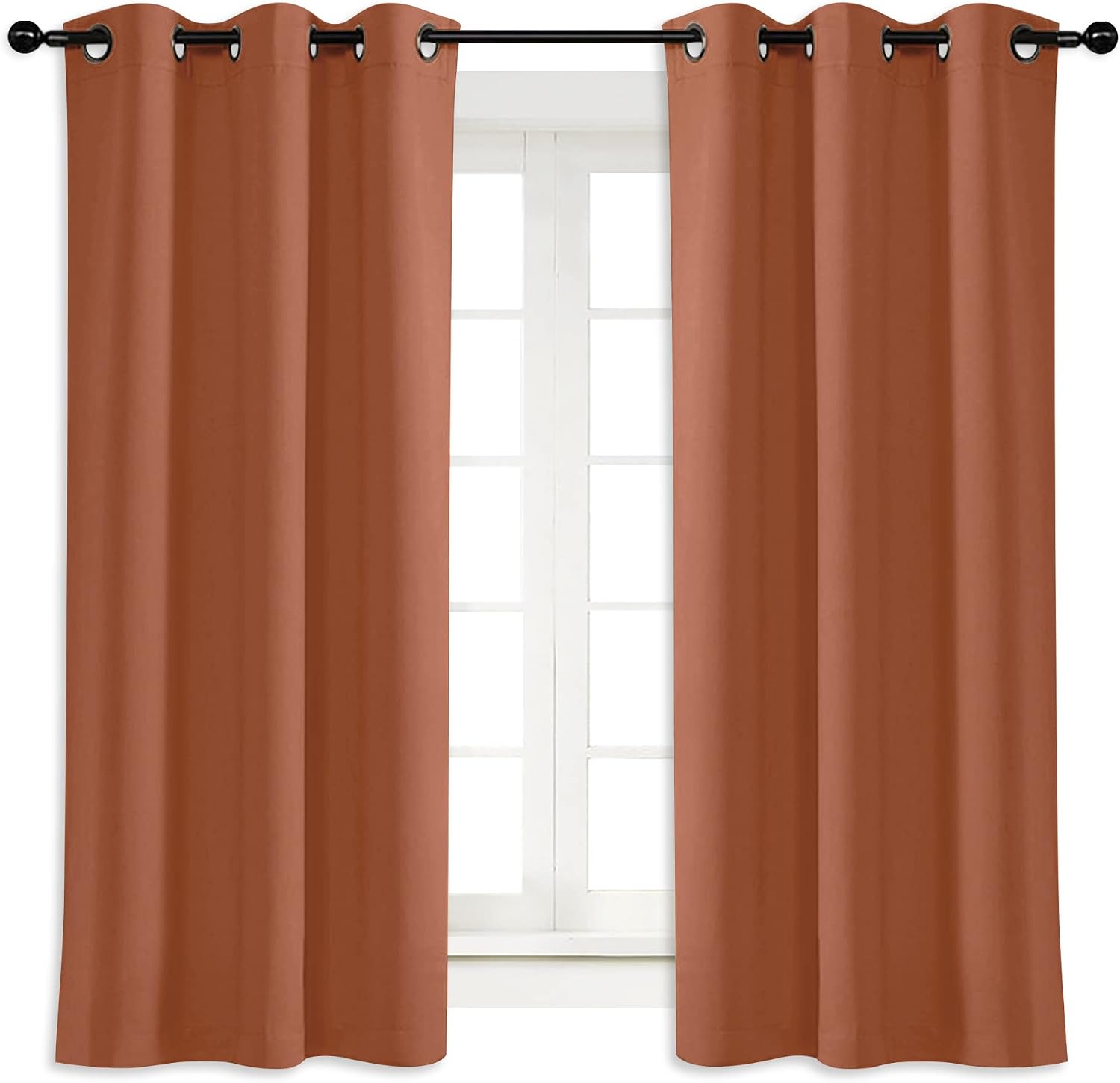 NICETOWN Burnt Orange Blackout Window Curtain for Kitchen Noise Reducing Solid Grommet Window Treatment Drapery/Drape for Decor (1 Panel…