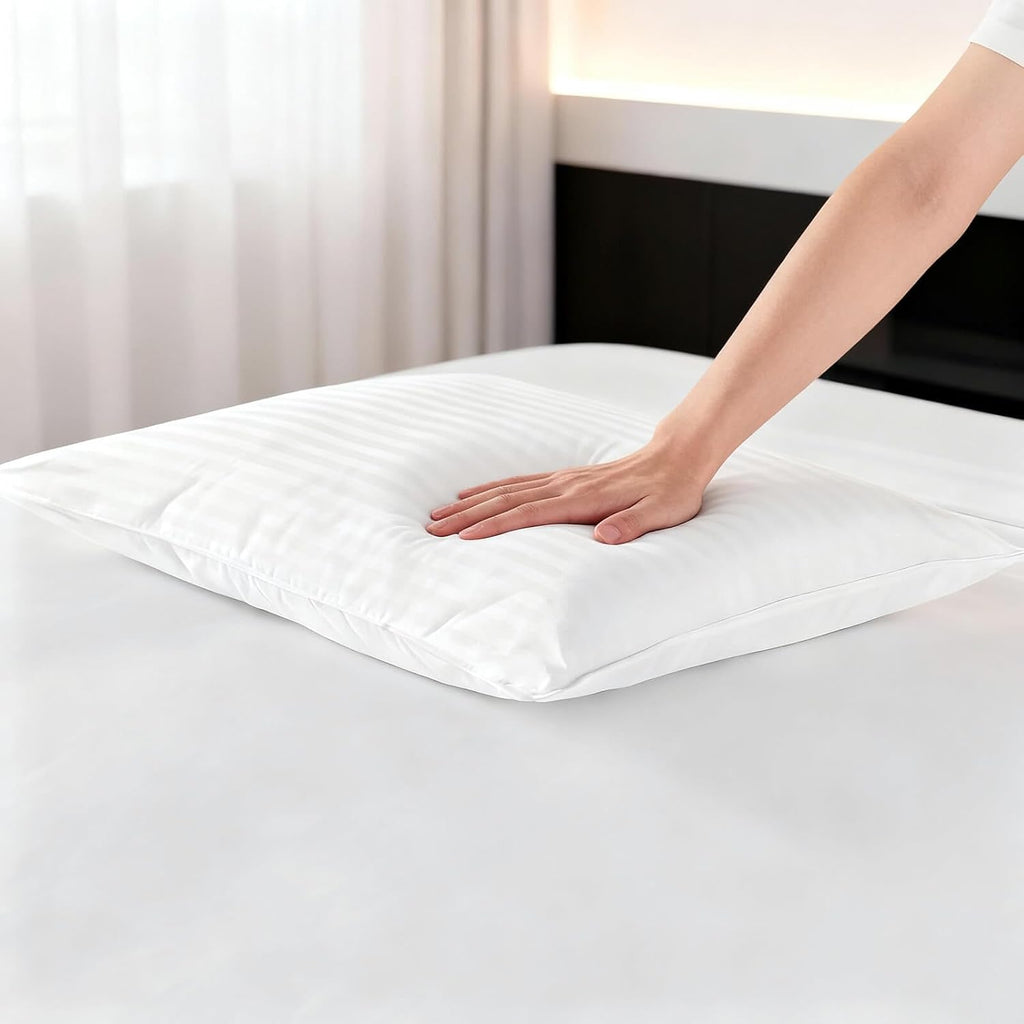 Flat Ultra Thin Bed Pillows Standard/Queen Size Pillow Set of 2 Extra Soft Down Alternative for Stomach Back Sleeping Hotel Collection