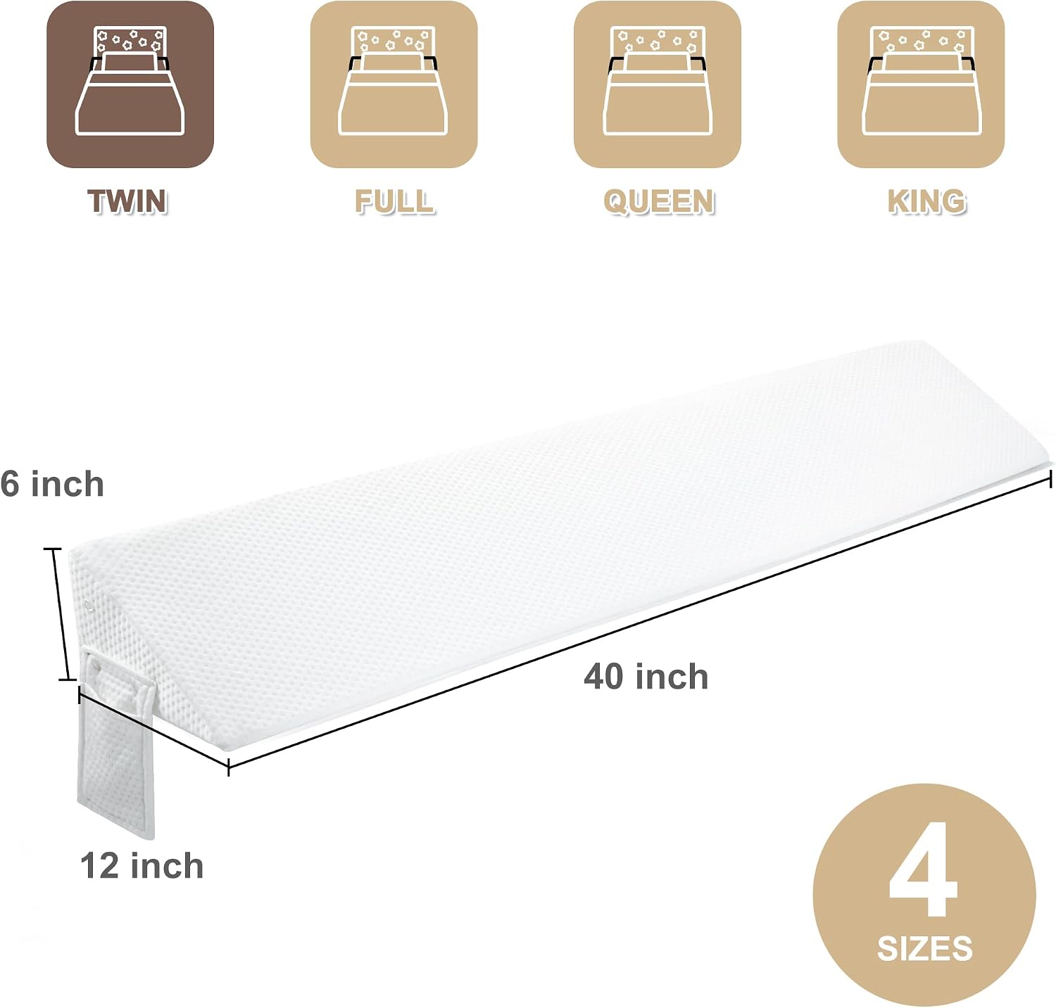 IFNOW Twin Size(40"x6"x10") Bed Wedge Pillow for Headboard, Mattress Gap Filler(0-8"), Bed Wedge for Gap Between Your Headboard and…