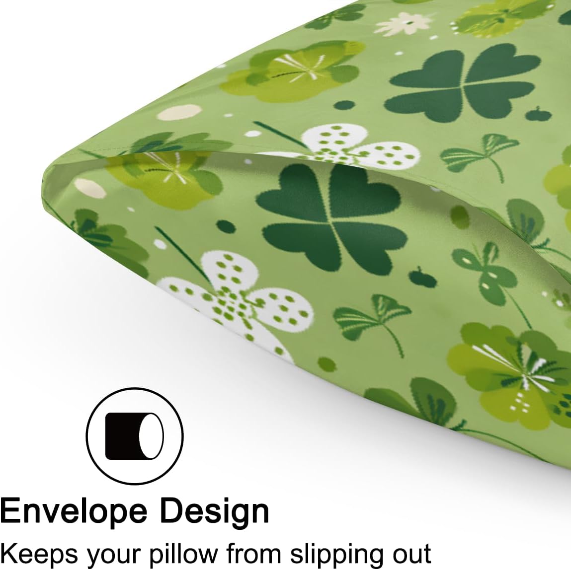 Green St. Patrick's Shamrock Satin Pillowcase for Hair and Skin Soft Silk Pillow Cases with Envelope Closure Cooling Pillow Case Slip…