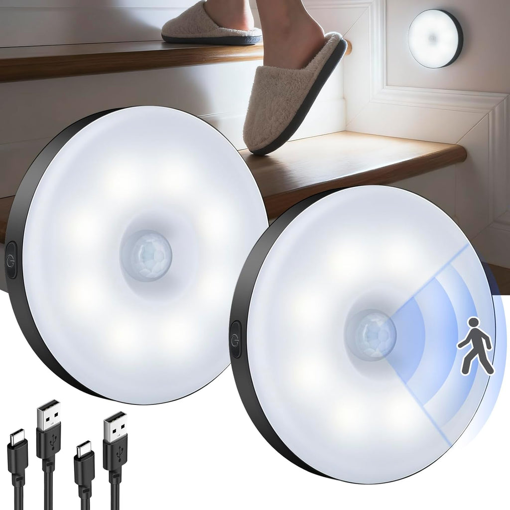 DWEPTU Motion Sensor Night Light 2 Pack LED Night Lights, Dusk to Dawn Motion Sensor for Bedroom, Bathroom, Toilet, Stairs, Kitchen, Hallway