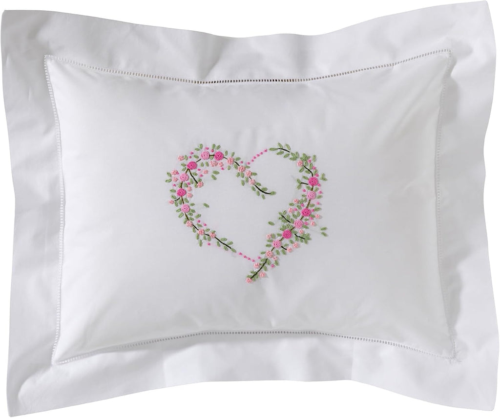 JacarandaLiving Jacaranda Living Embroidered Boudoir Pillow Cover – Handcrafted Embroidery, Fine Italian Cotton, 12" x 16" Decorative Pillo…