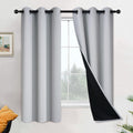 Yakamok 100% Blackout Curtains for Bedroom 63 Inch Length, 2 Thick Layers Thermal Insulated Grommet Total Blackout Drapes with Black Liner…