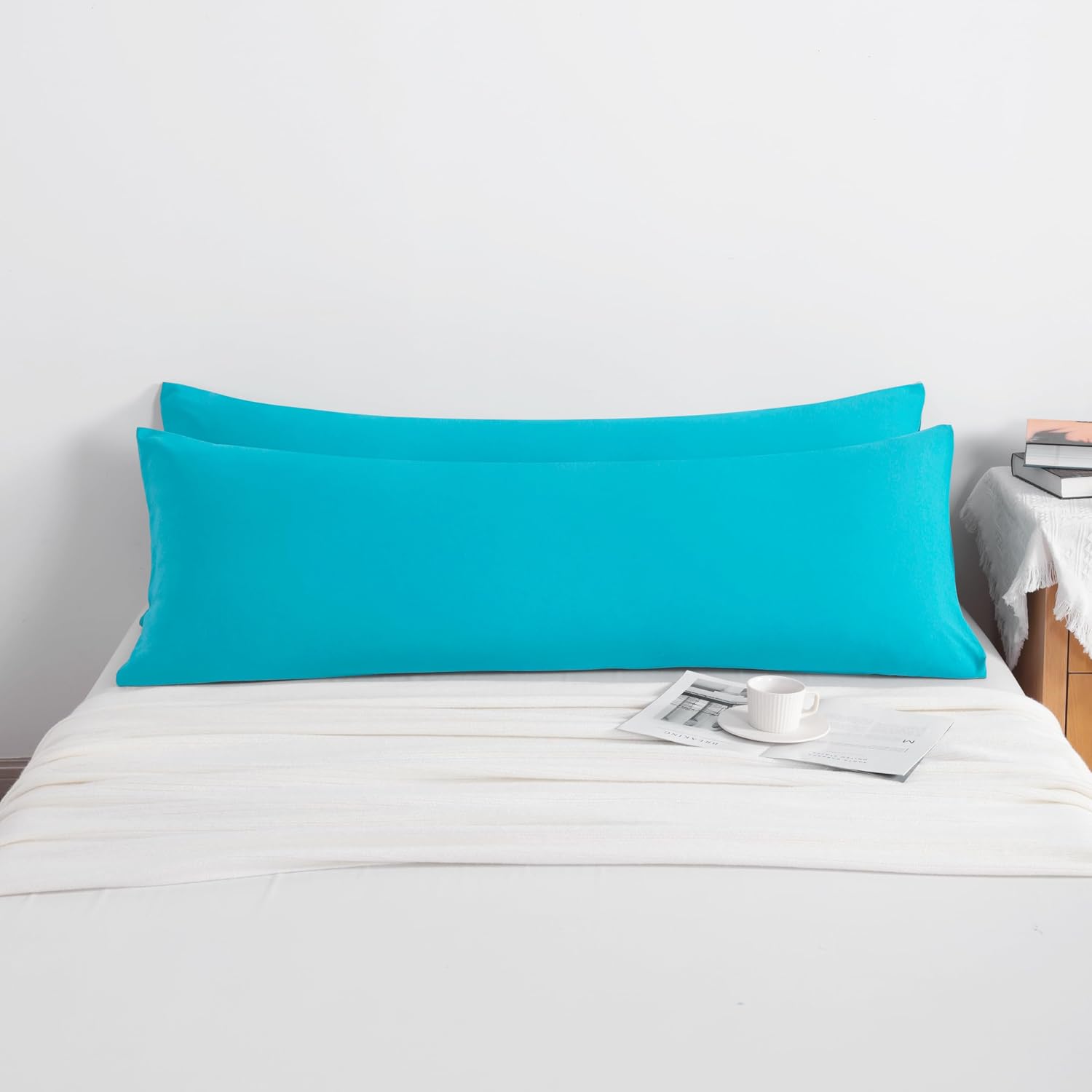 Ntbay Body Pillow Cases Set of 2, 2 Pack Brushed Microfiber 20x54 Pillow Cases, Soft, Wrinkle, Fade, Stain Resistant Blue Pillow Cases with…