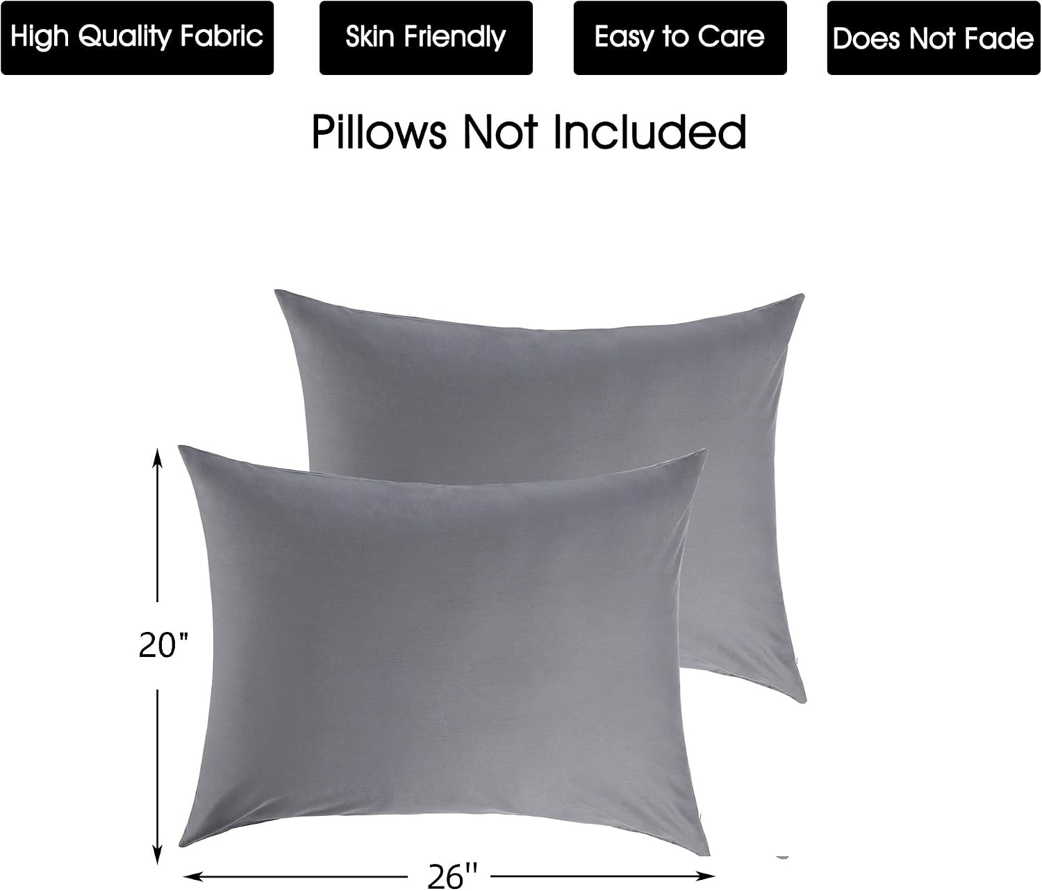 BestSeason Cotton Pillow Protectors/Cases Standard Size with Zipper 2 Pack Grey Color, Cooling & Breathable Bed Pillow Protectors Set of 2 P…