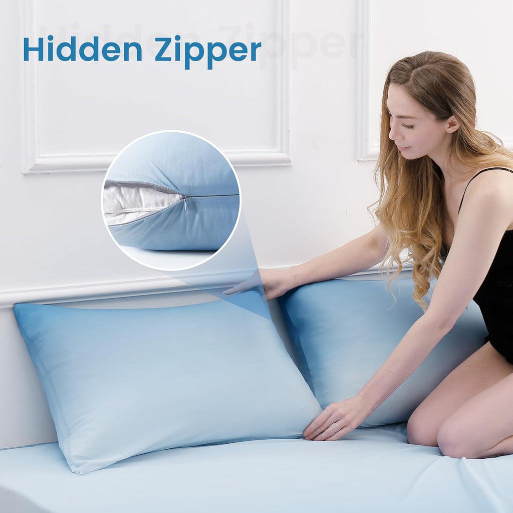 Luxear Cooling Pillow Cases, 2 Pack King Size Arc-Chill Q-max > 0.5 Gradient Cool Pillowcases for Hair Skin, Breathable Silky Cooling Summer…