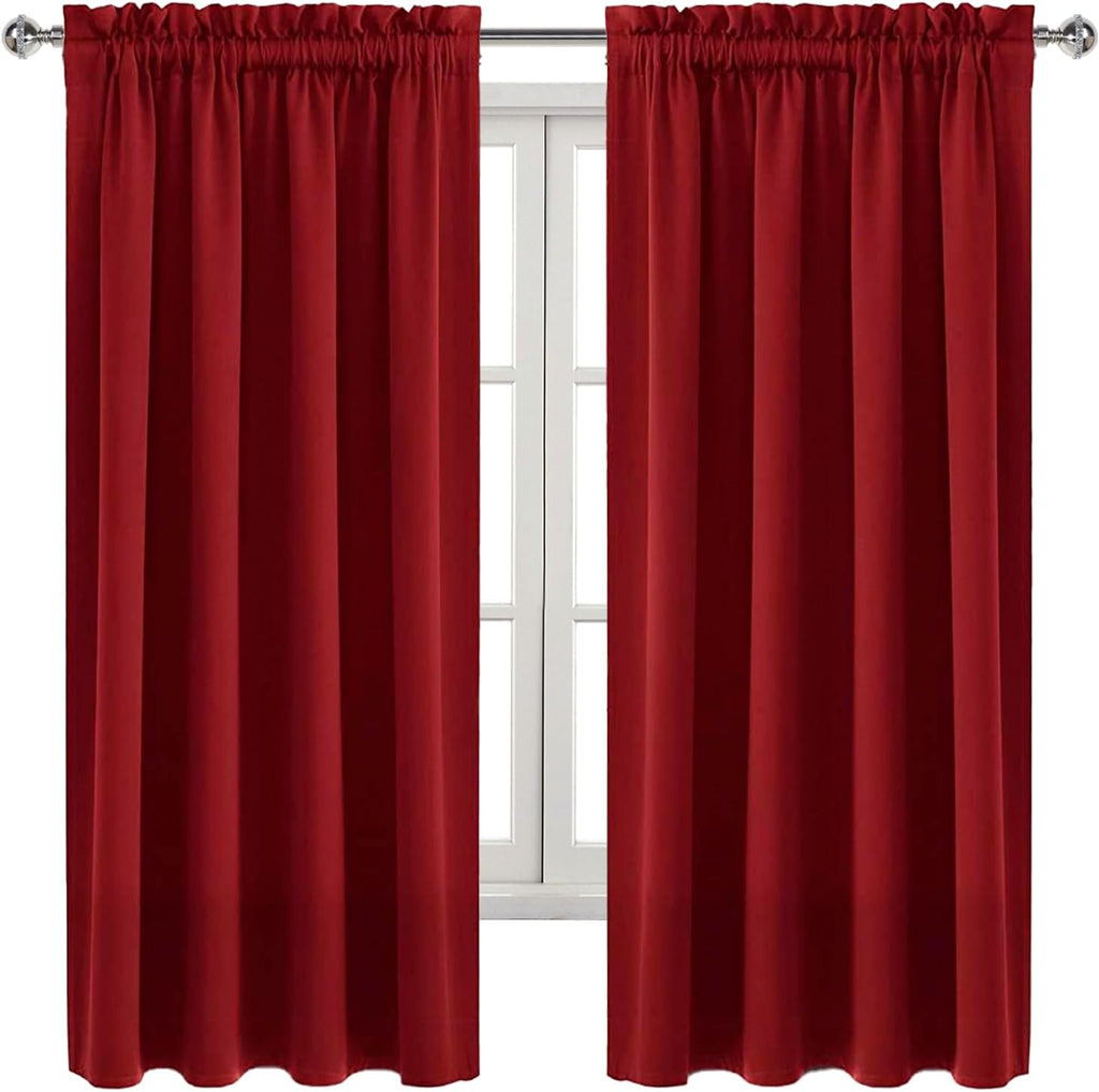Dwcn Burgundy Room Darkening Blackout Curtains - Thermal Insulated Privacy Energy Saving Window Curtain Drapes 52 x 63 inch Length, Set of…