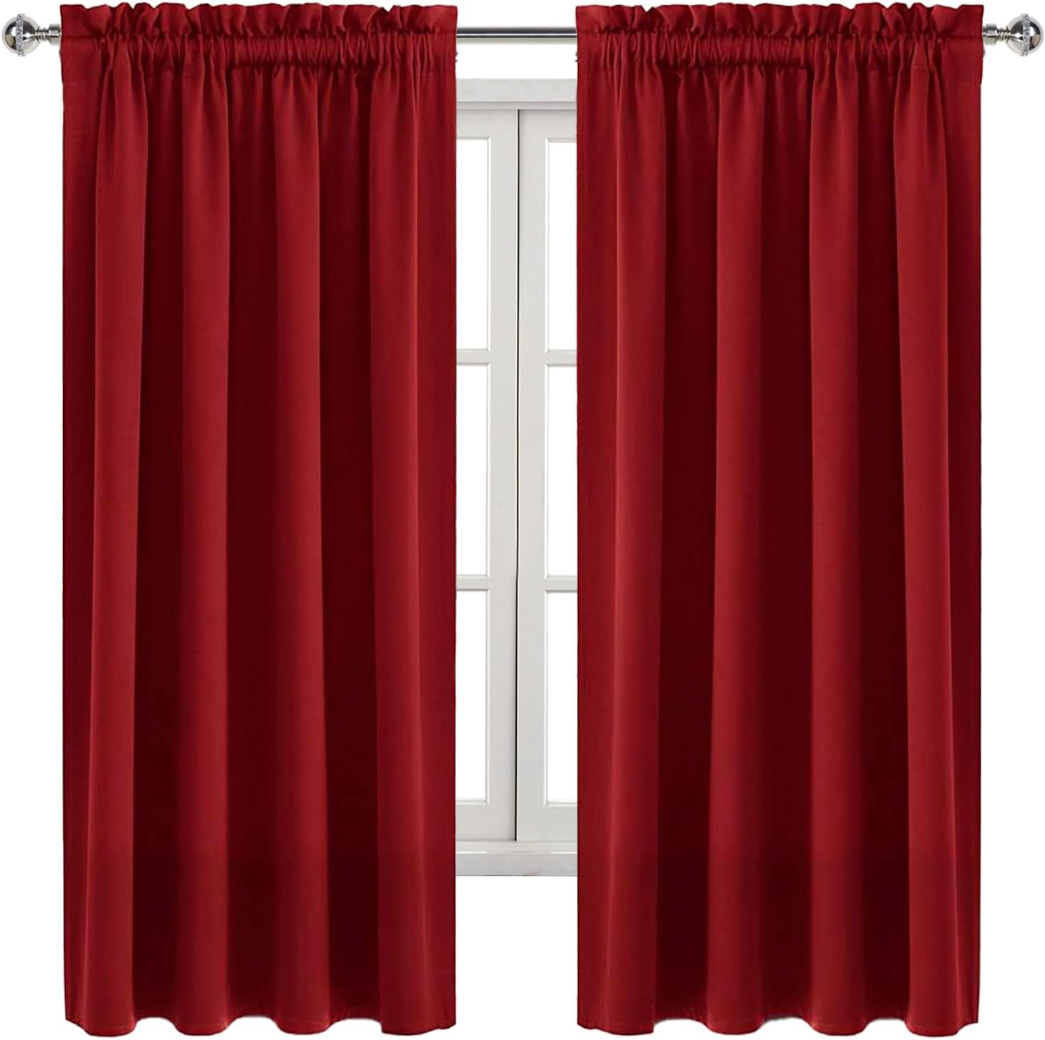 Dwcn Burgundy Room Darkening Blackout Curtains - Thermal Insulated Privacy Energy Saving Window Curtain Drapes 52 x 63 inch Length, Set of…